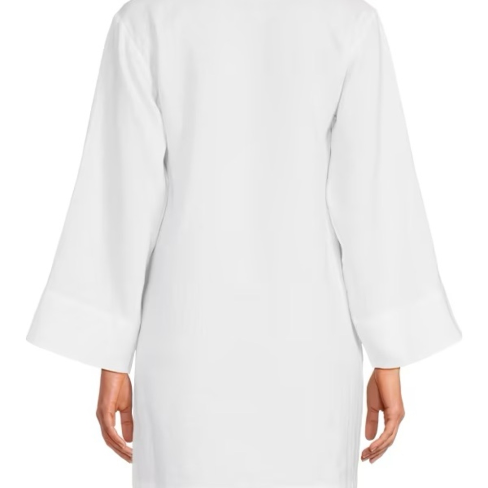 LINEN SAKS FIFTH AVENUE White V-Neck Tunic Dress - Picture 2 of 12